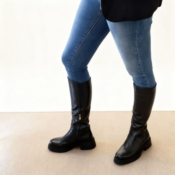 Botte haute noire femme
