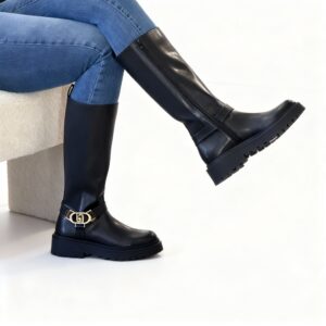 Bottine noire femme cuir
