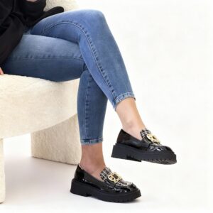 Mocassin noir pour femme